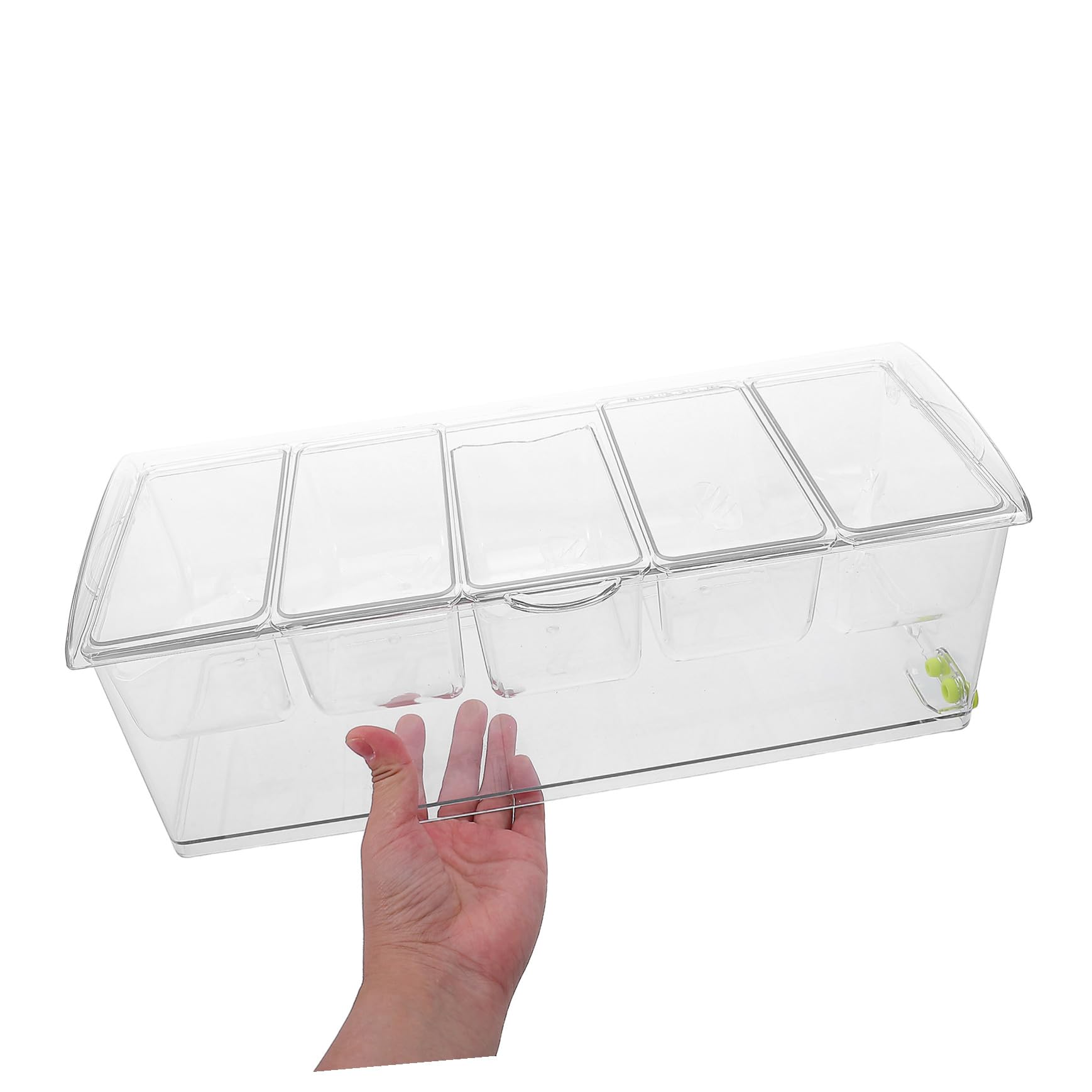 OUNONA Plateau à Condiments Réfrigéré avec Couvercle Plateau Plastique Compartiments Distributeur Froid pour Bar à Garnitures Fruits et Légumes Buffet Froid Service Traiteur