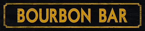 Lenrius Bourbon Bar - Letrero de metal vintage para decoración de pared, 16 x 4 pulgadas