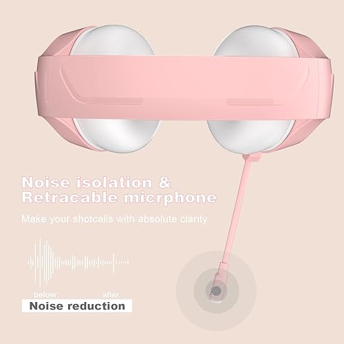 Miniatura 3 de Anivia - Auriculares de computadora con sonido envolvente estéreo con cable con micrófono para PC, MAC, PS4, PS5, Xbox One, color rosa