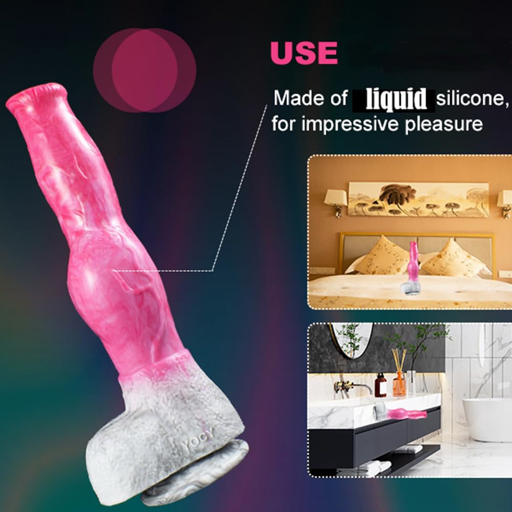 Big Size Long Knotty Silicone Artificial Dog Dildo Wolf Silicone Made Big Knot Multi Colored (Pink+Grey): Pink+grey
