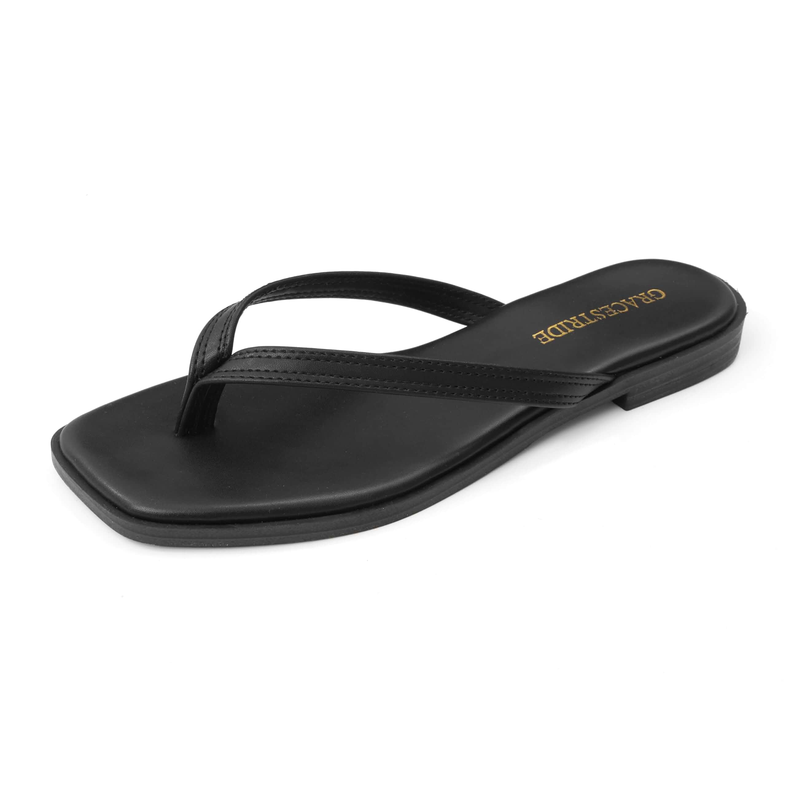 GRACESTRIDE Flip Flops for Women Round Toe Thong Sandals Comfortable Summer Beach Slip On Slides