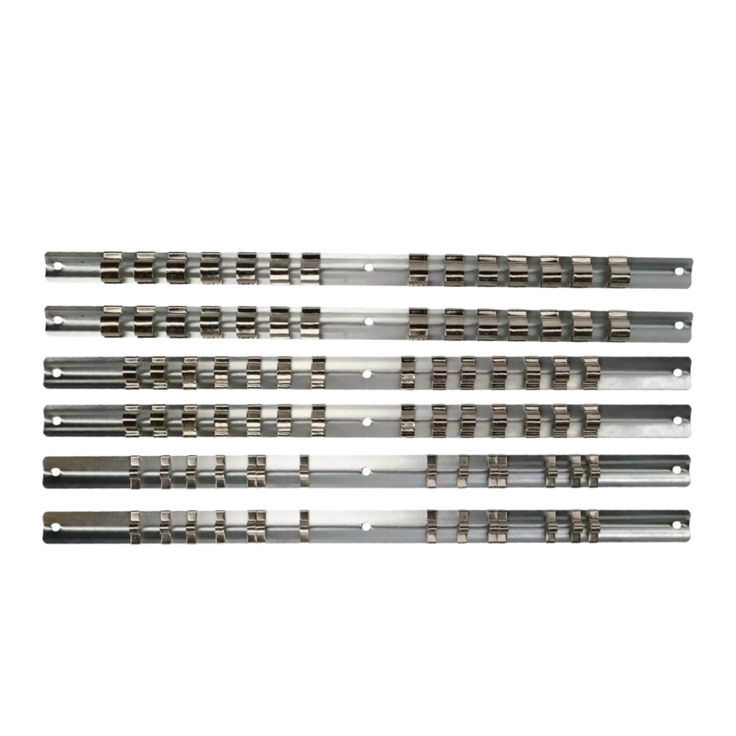 Dunnet Tools 6Pc Socket Rails Tools Socket Organizers, Tool Organiser Kit, 1/4 Inch, 3/8 Inch & 1/2 Inch Drive, Portable Socket Clip Rail Holder Holds 42 Sockets Rail (6Pc Socket Rails)
