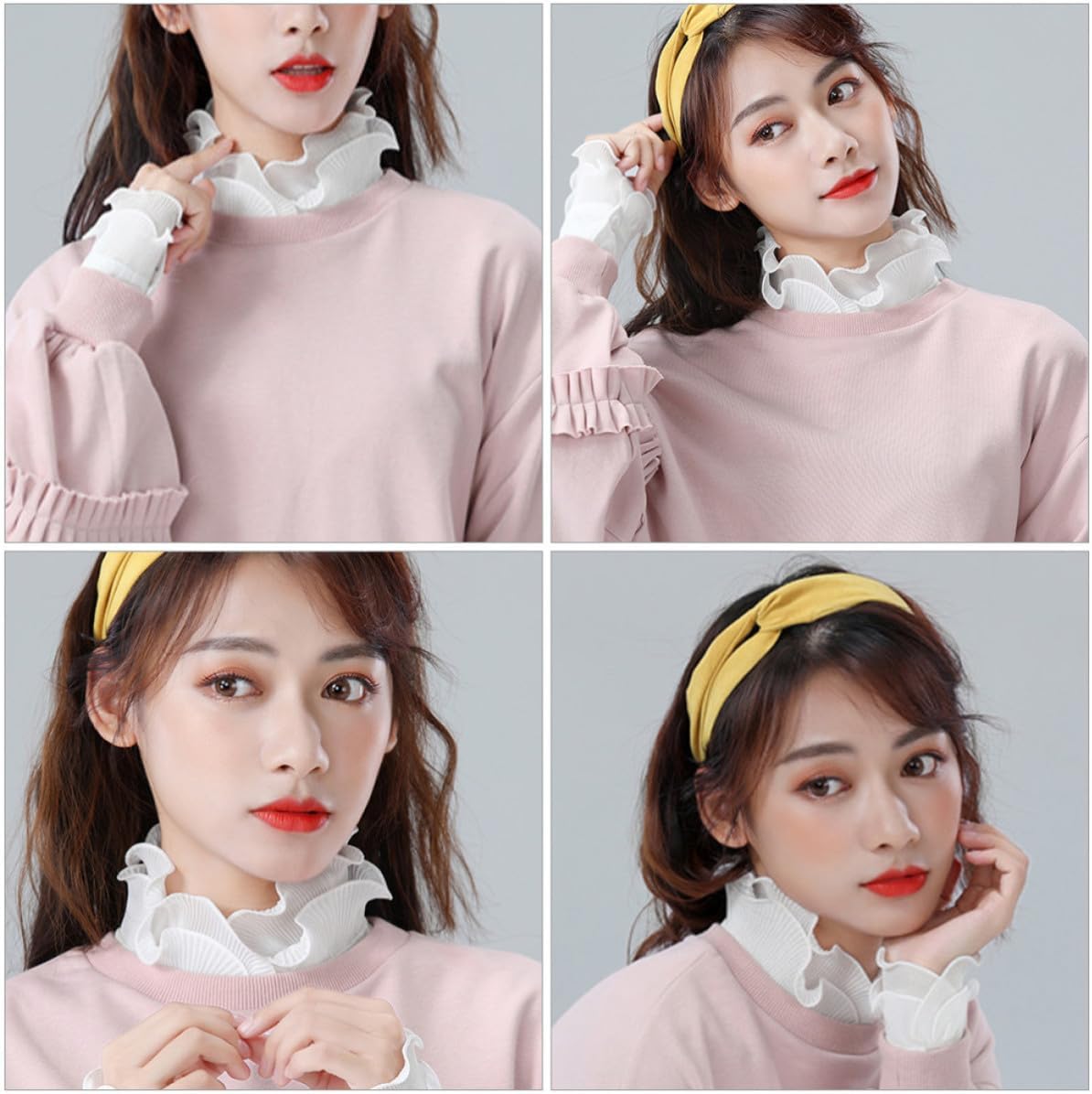 Detachable Fake Collar White Chiffon Ruffled Neckpiece