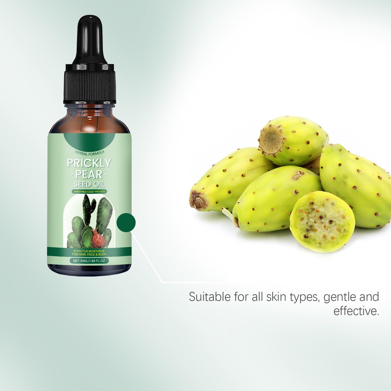 Olio di semi di fico di cactus, multiuso, per la cura della pelle secca, 100% naturale, biologico, per viso, pelle, capelli, unghie, pelle secca, crema idratante per il corpo (10 pezzi)