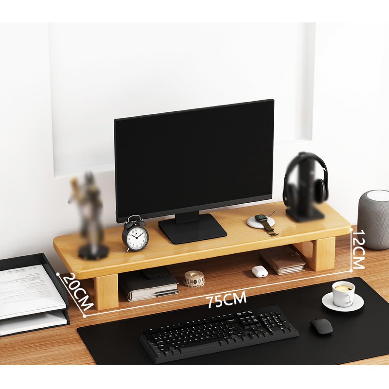 【木工所製作】モニター台 75cm 卓上ラック キーボード収納 PC台 Amazon.co.jp: MJKQ9 モニタースタンド 机上ラック 木製 モニター台