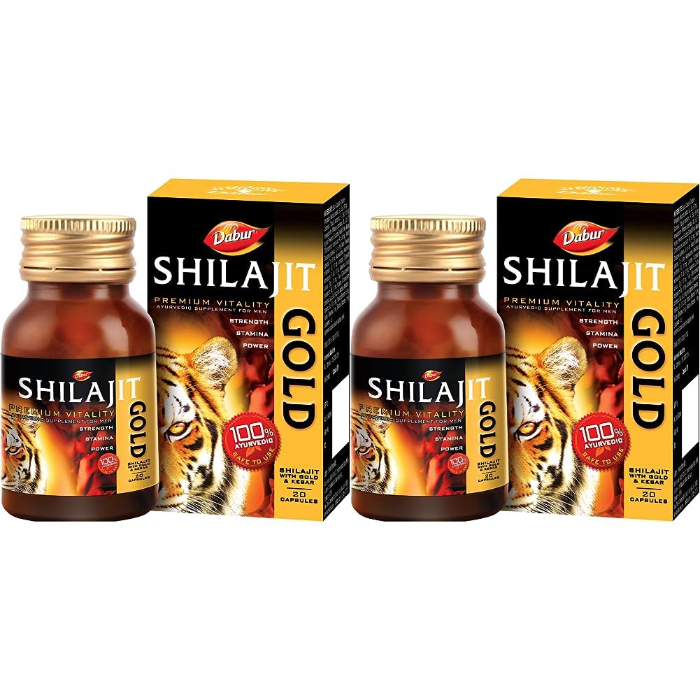 Buy Dabur Shilajit Gold 20 Capsules 100 Ayurvedic Capsules for Strength, Stamina and Power
