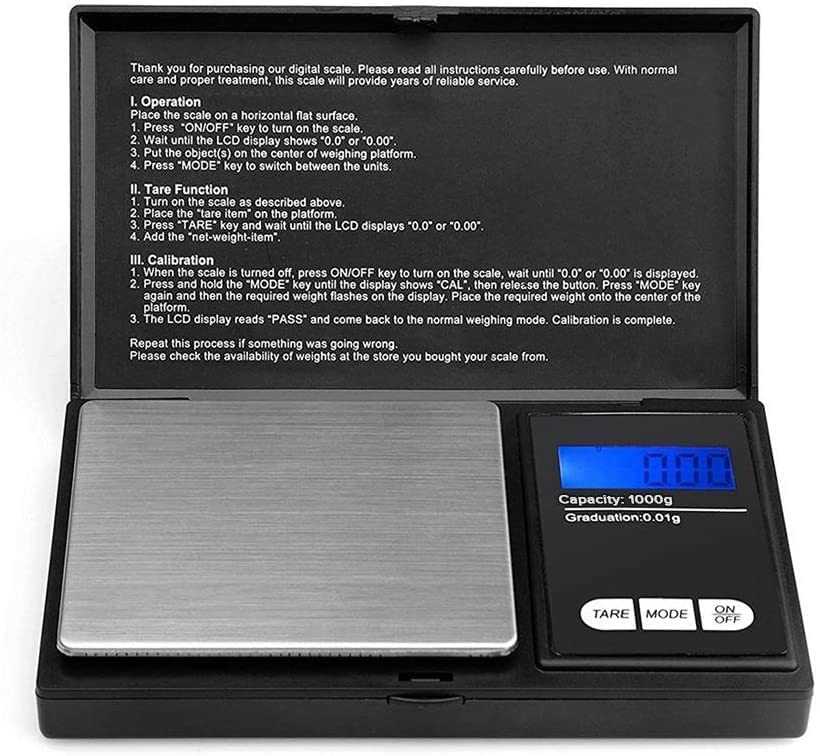 0.1g-1000g Digital Scales Kitchen Scales Digital Pocket Scales Portable Weighing Scales Food Scale Jewellery Scales Back-lit LCD Display Battery