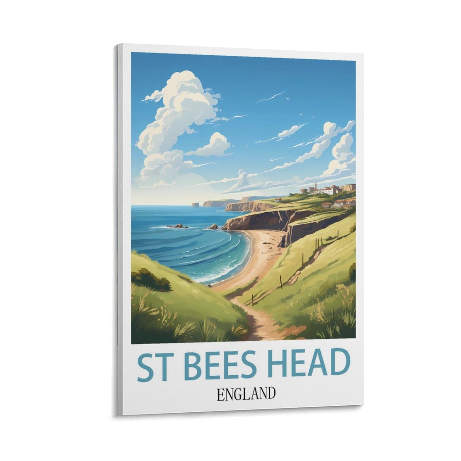 ZZHHEGN St Bees Head England Vintage Travel Poster 12x18inch(30x45cm) Canvas Art Poster And Wall Art Picture Print Modern Family Bedroom Decor Posters