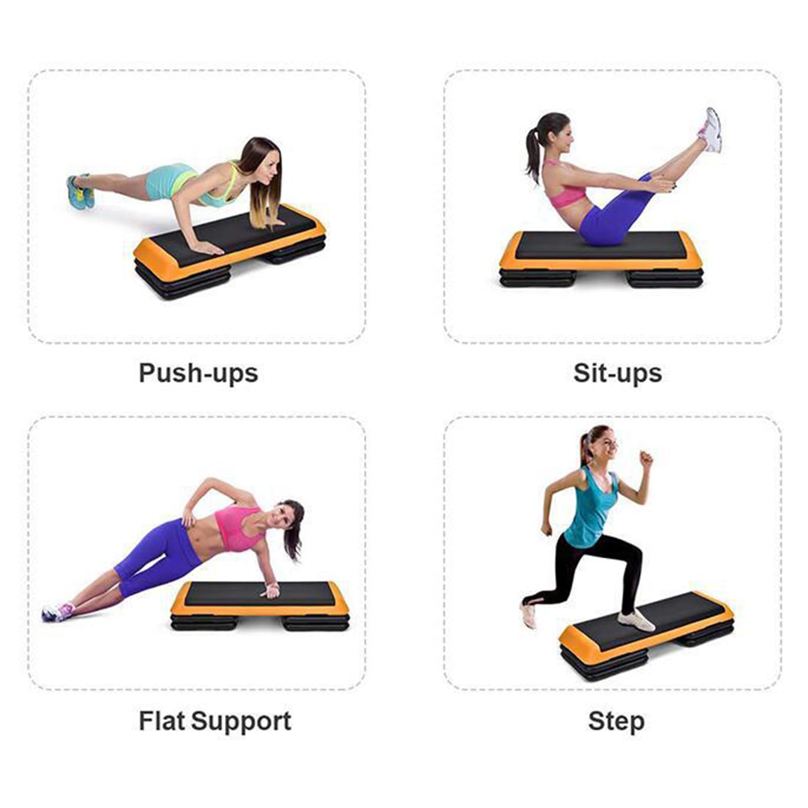 Regulowany krok do treningu krokowego z 4 podstopkami, platforma do ćwiczeń fitness, trener, platforma krokowa