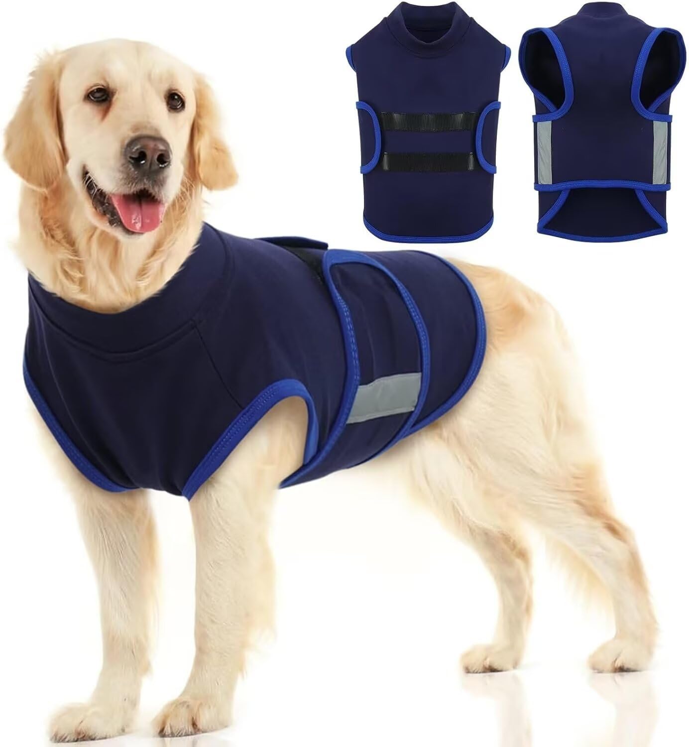 IECOii Cappotto per Cani Anti-Ansia con Striscia Riflettente, Giacca Leggera Avvolgente per Cani, Mantiene il Cane Calmo e Confortevole, Giacca Elasticizzata per Cani, Gilet Senza Maniche Riflettente