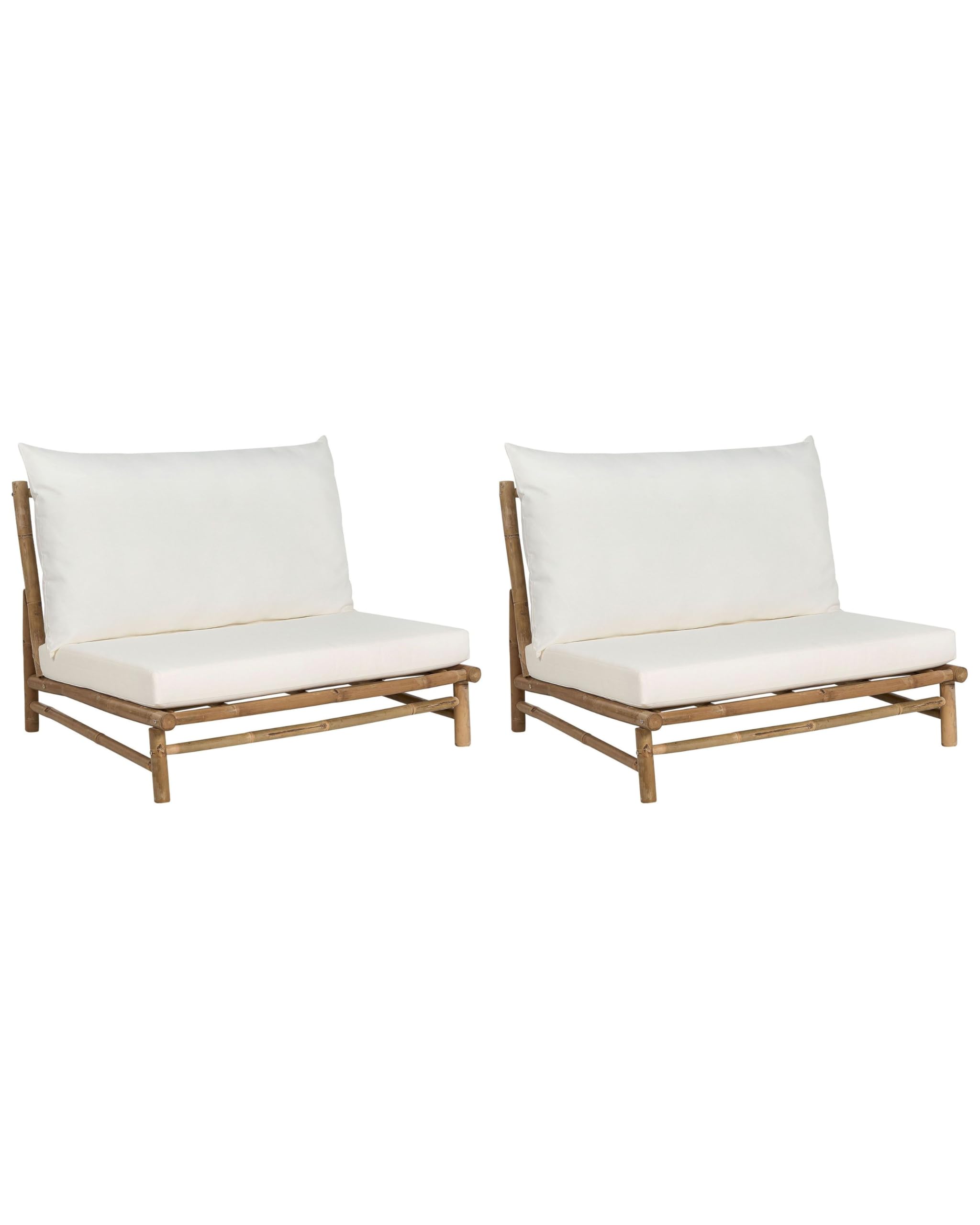 Chaises en bois de bambou avec coussins Todi lot de 2 pour salon et terrasse