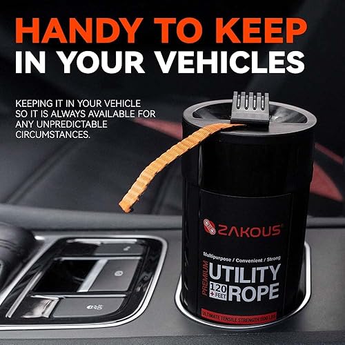 Miniatura 9 de Contenedor de cuerda multiusos de 120 pies, 1100 libras de resistencia, 100% cuerda de nailon, uso versátil para artículos esenciales de campamento