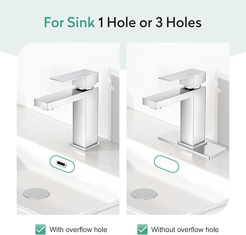 Miniatura 5 de Faustina Grifo de baño cromado pulido, grifo de baño de un agujero, grifo de lavabo de baño de 3 agujeros con drenaje desplegable, grifo de tocador