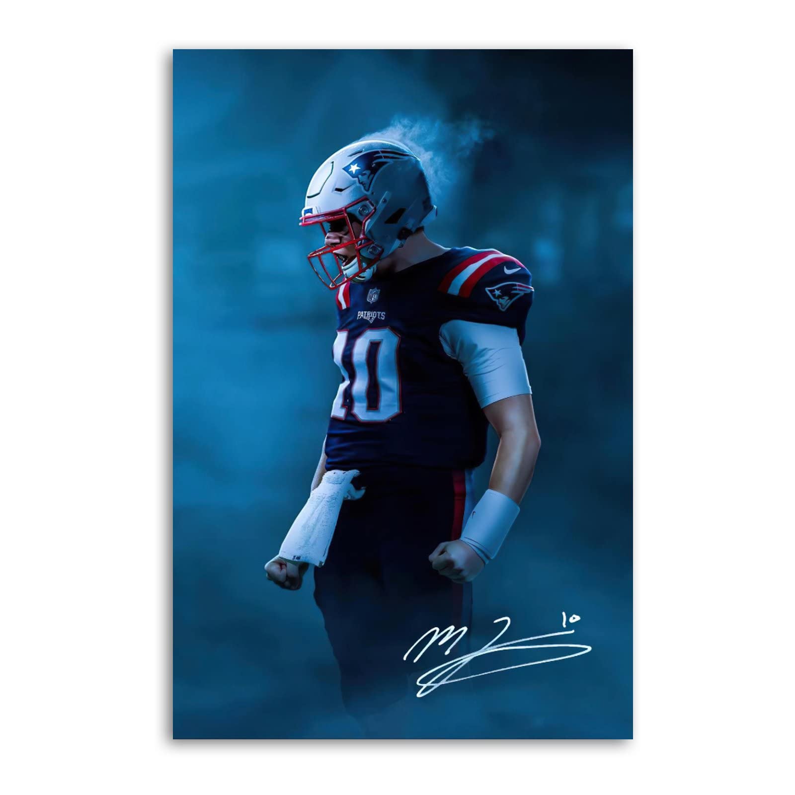 DUG Mac Jones Patriots American Football Poster Decorative Painting Canvas Wall Art Living Room Posters Bedroom Painting 12x18inch(30x45cm)