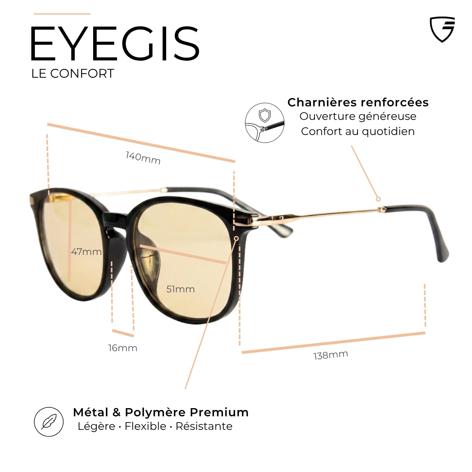 Eiffel – Lunette Anti Lumiere Bleue Femme | Lunettes de Repos pour Ecran, PC et Fatigue Oculaire | Lunette Noir et Doré