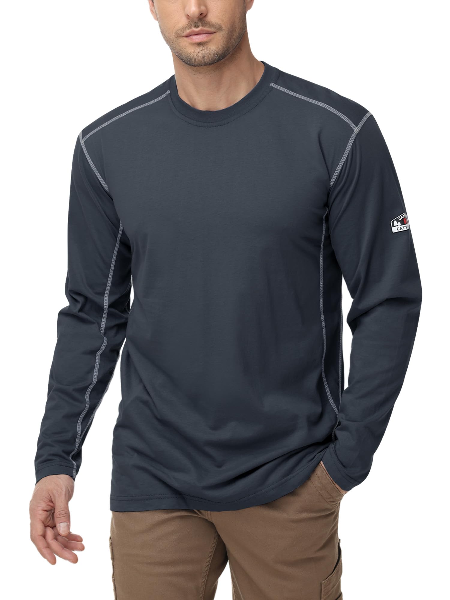 FR Shirts for Men 4oz Lightweight Fire Resistant Shirts for Men Long Sleeve Welding Shirt CAT1