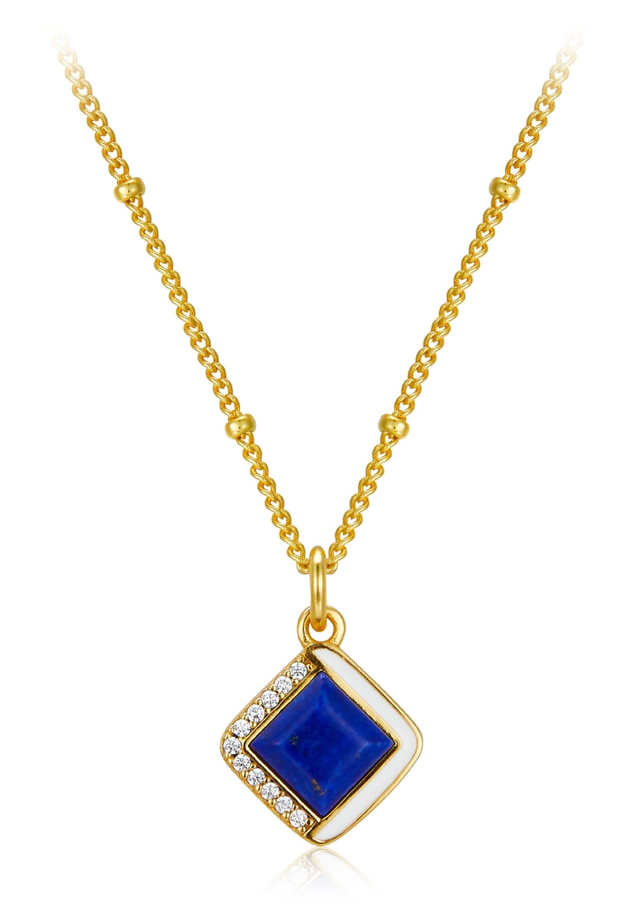 SAEEYCUE Lapis Lazuli Necklace Elegant Gold-Plated Sterling Silver Lapis Lazuli Pendant Necklace for Women