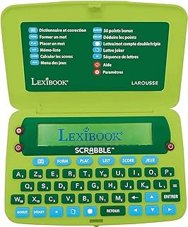 Lexibook Dictionnaire électronique Officiel du Scrabble ODS8, Larousse FISF, Format Ergonomique, Large Touches, Arbitre, correcteur d’orthographe, définitions, à Piles, Vert/Bleu, SCR8FR