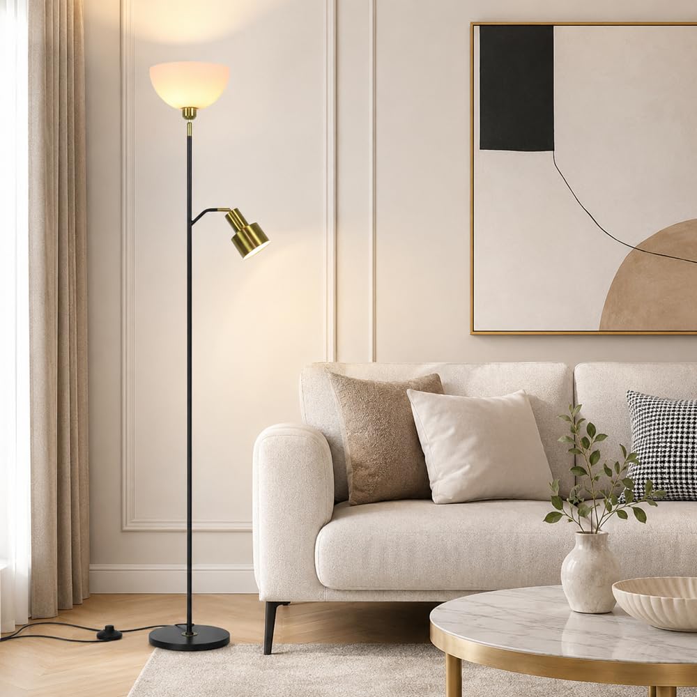 Wylolik Modern Acrylic Floor Lamp 180°Adjustable Light 3-Color Floor Light