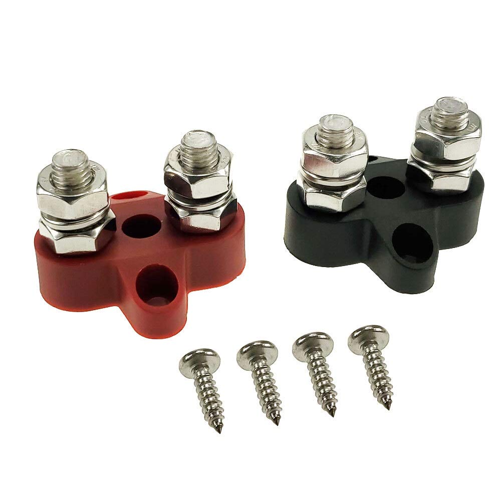 Bornes, 2pack alimentation Borniers DC 48V M8 (5/16") Double robuste Terminal Stud alimentation et la jonction sol Bloc pour un sertissage précis