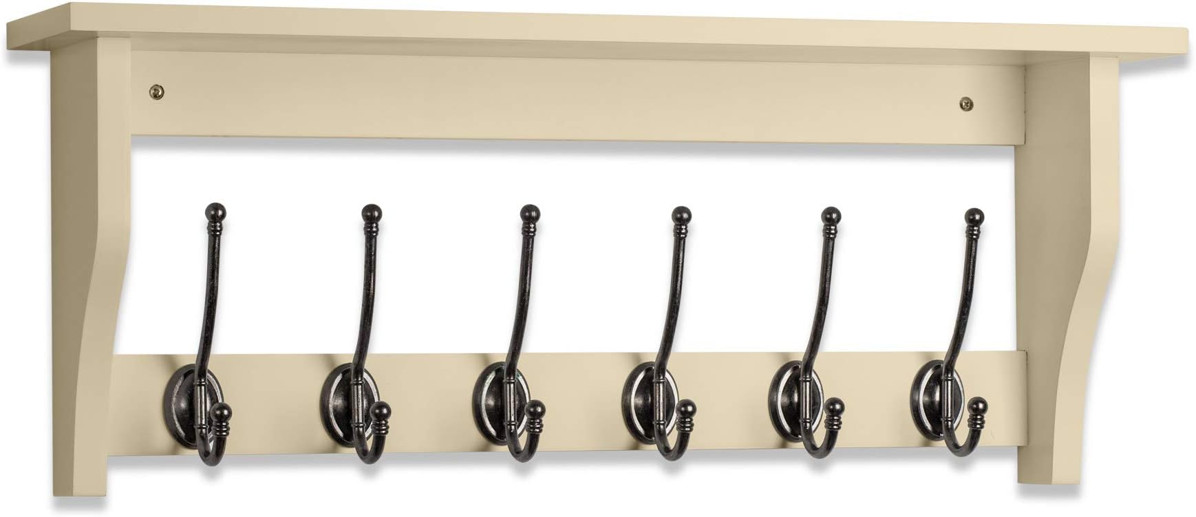 Maine Furniture Co. Lewiston Coat Hook Shelf in Cotswold Stone 6 Hook