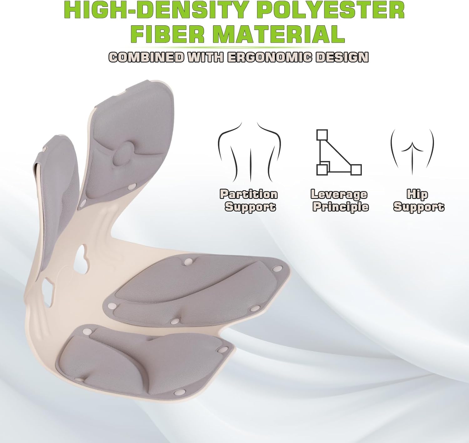 3 PCS Ergonomic Back and Lumbar Support Pillow for Office Chair, Legless Floor Seat with Back Support and Detachable Cushion, Office Chair Posture Corrector for Family Sets