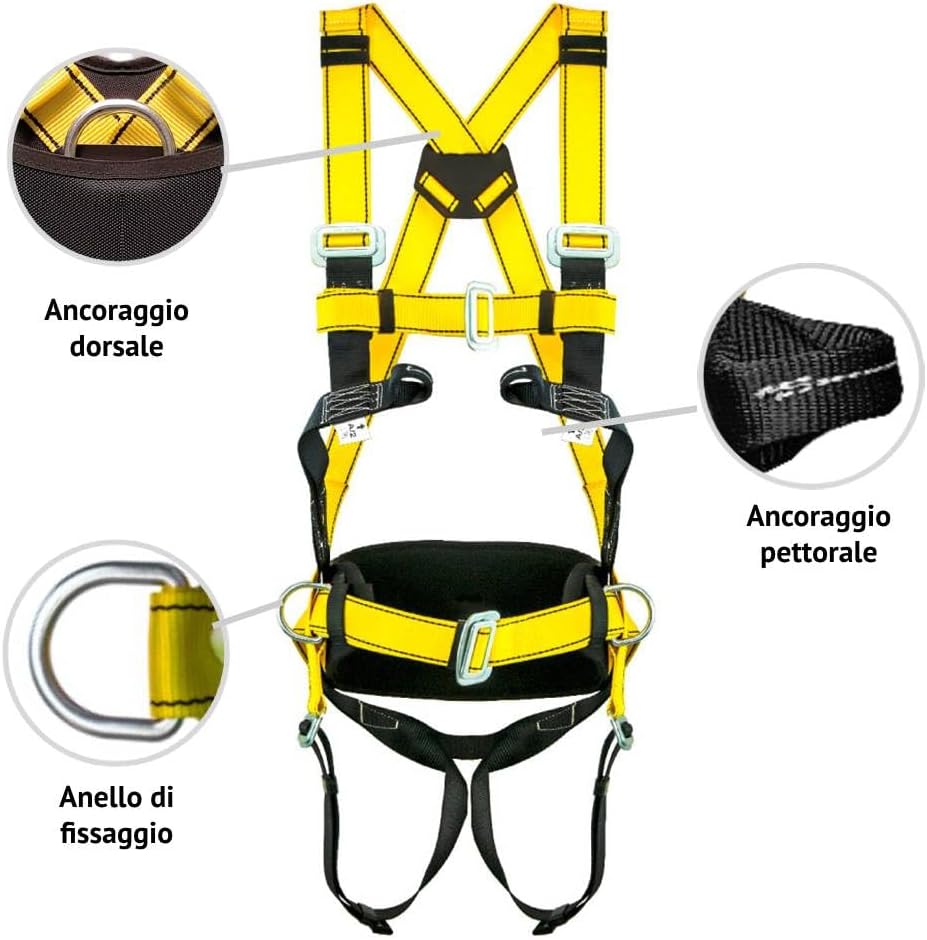 PONSA CGPK8 ECO8Solo harness showing dorsal anchorage, frontal anchorage, and fixing ring