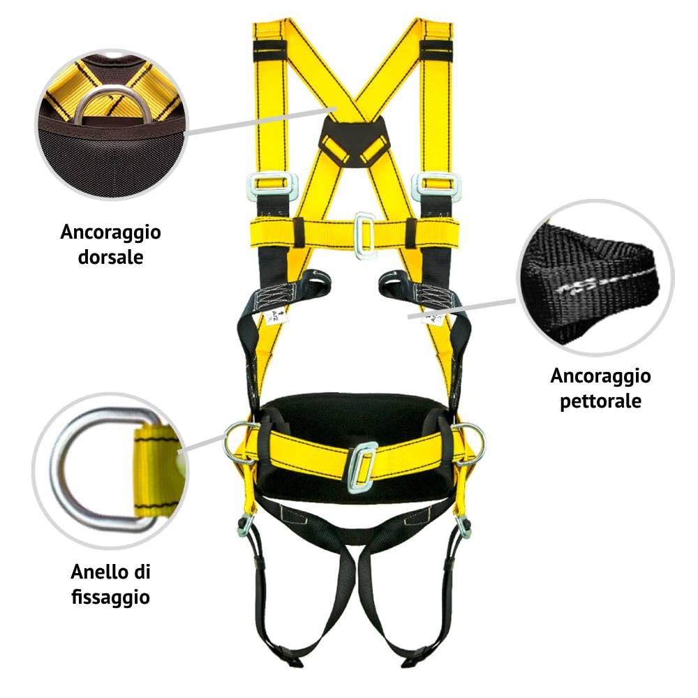 PONSA CGPK8. IMBRACATURA DI SICUREZZA ANTICADUTA (ancoraggio dorsale e frontale) + cintura di sicurezza.