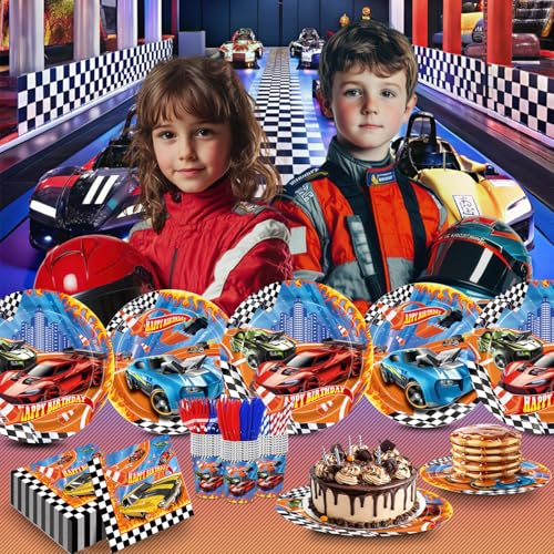 XIENBLOC - Hot Car Plate Napkins, Birthday Party Decoration, Disposable Paper Cups and Straws, Race Car Party Supplies for Kids Kids, Decoration by XIENBLOC - Image 4