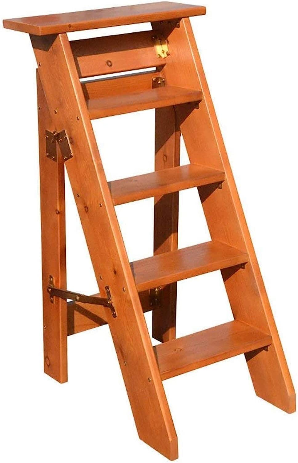 Taburete con peldaños OKUOKA de pino escalera plegable de 5 escalones altura 100 cm color B