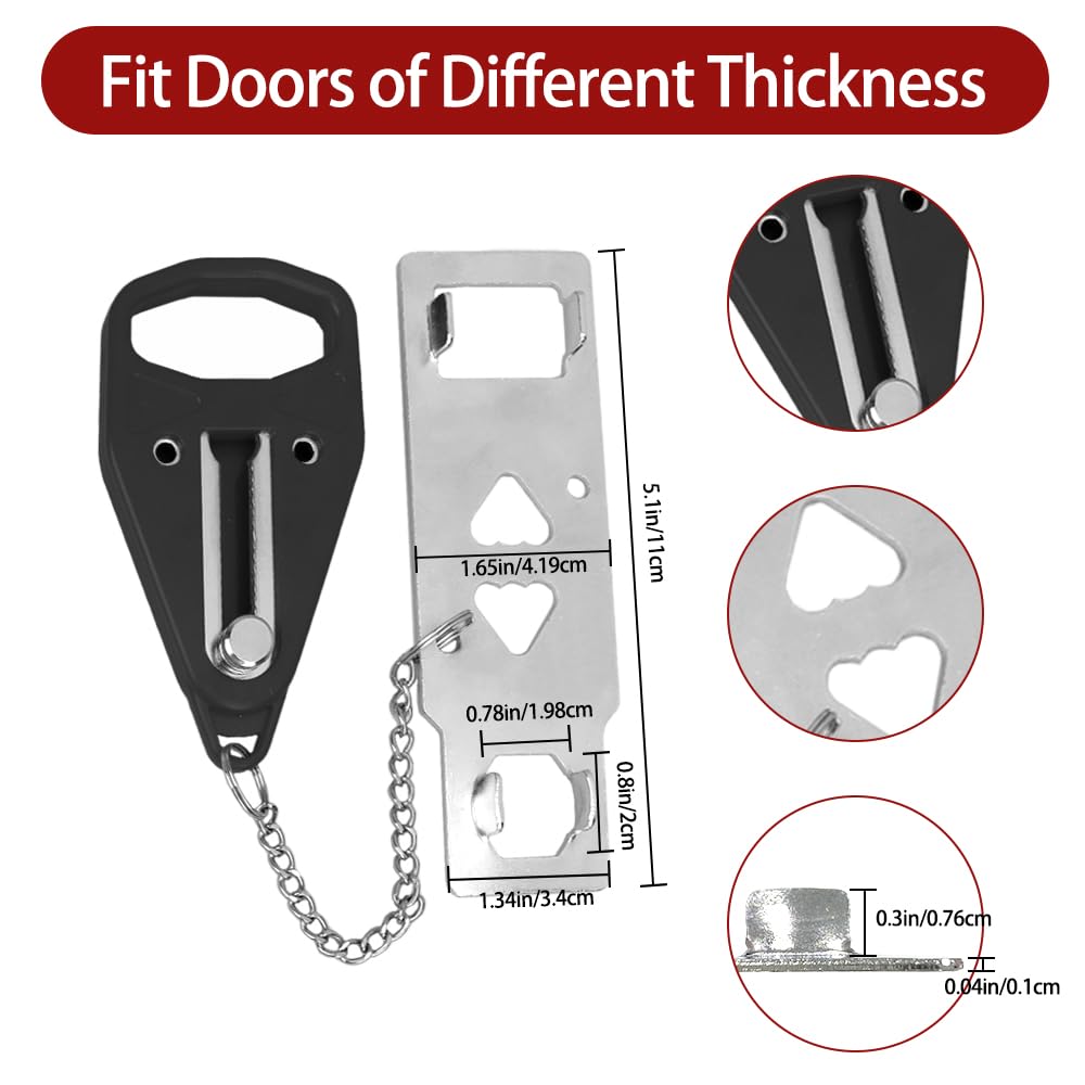 Portable Door Lock For Travel – Self-Defense Security Lock For Bedroom, Hotel, Dorm, Fits Most Doors, Lightweight & Easy To Install, No Tools