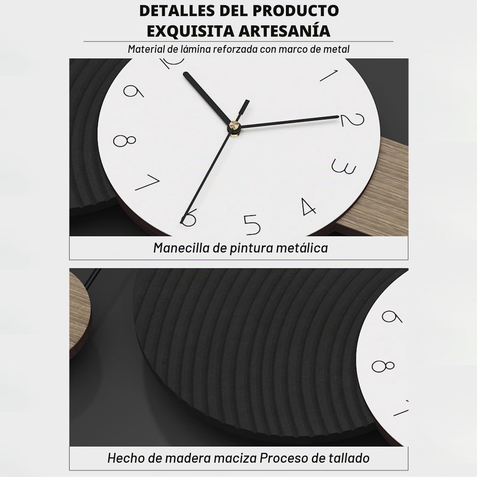 Reloj de Pared Grande de Silencioso,Reloj de Pared Decorativo Moderno,con Luz,para Sala de Estar Comedor Dormitorio Cocina.(110x35cm)