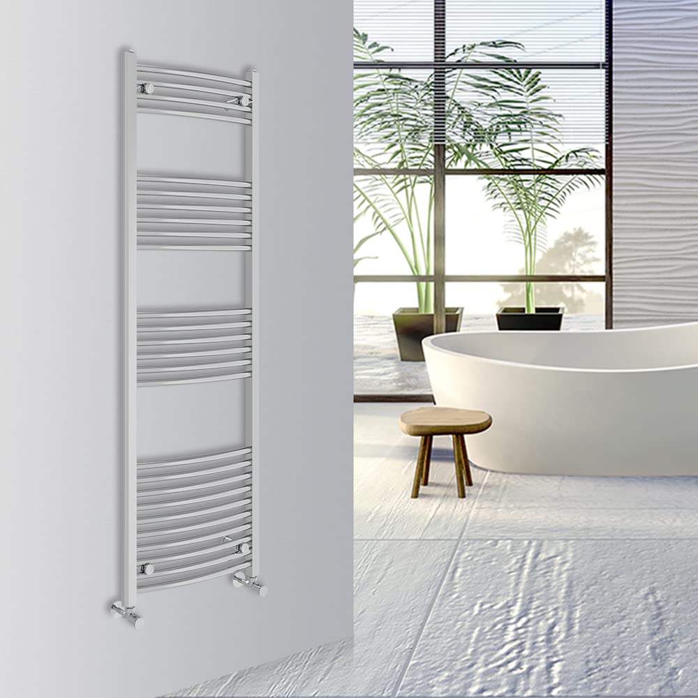 Warmehaus Curved Bathroom Heated Towel Rail Warmer 1600x500mm Chrome — image 1