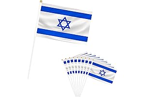 Mini Israel Flag for Hand Held or Decoration, Small Israeli Flags Pack of 25