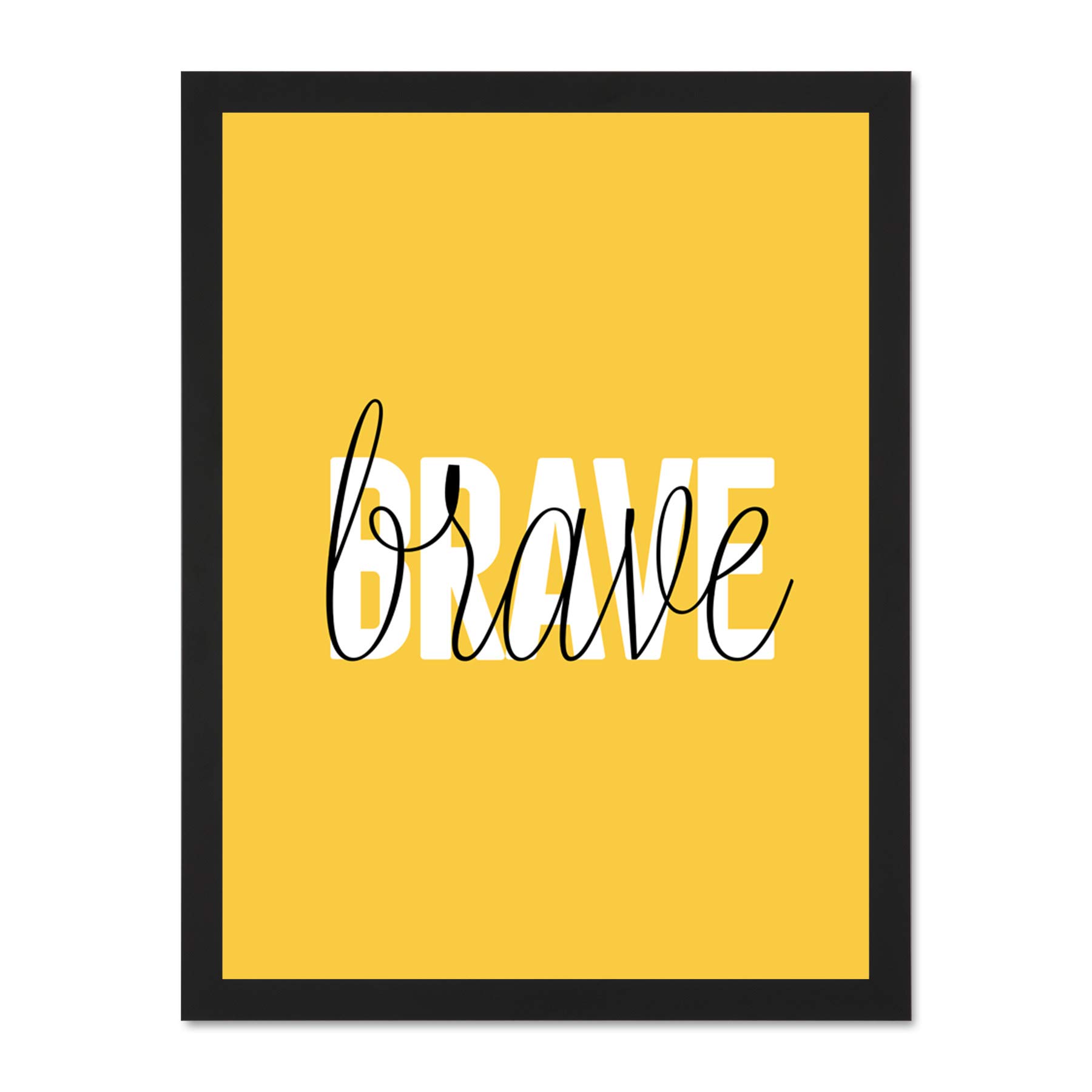 Wee Blue Coo Solid Simple Words Brave Large Framed Art Print Wall Poster 18x24 inch