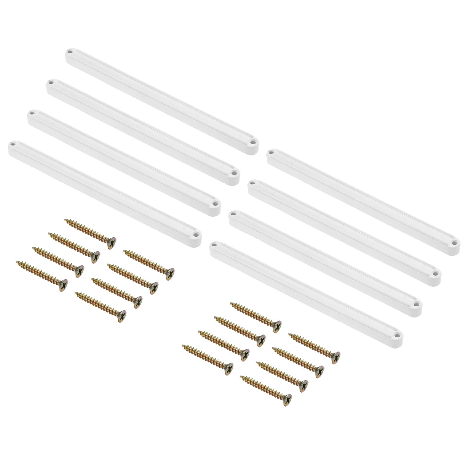 Guías de plástico para cajones de 235 mm con tornillos para armarios, juego de 12 uds (blanco)
