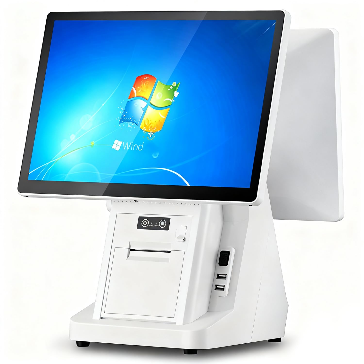 Qiang Caisse Enregistreuse Intelligente,Caisse Enregistreuse Pos avec 15.6" Double écran Tactile,Imprimante 58mm Intégrée,CPU I5,4 Go de RAM,SSD 64 Go,for Retail and Restaurant