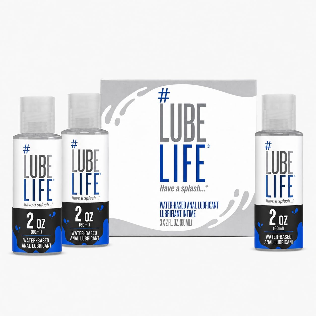 LUBELIFE Water Based Anal Lube, Personal Lubricant Toy Safe, 3 x 2 fl oz