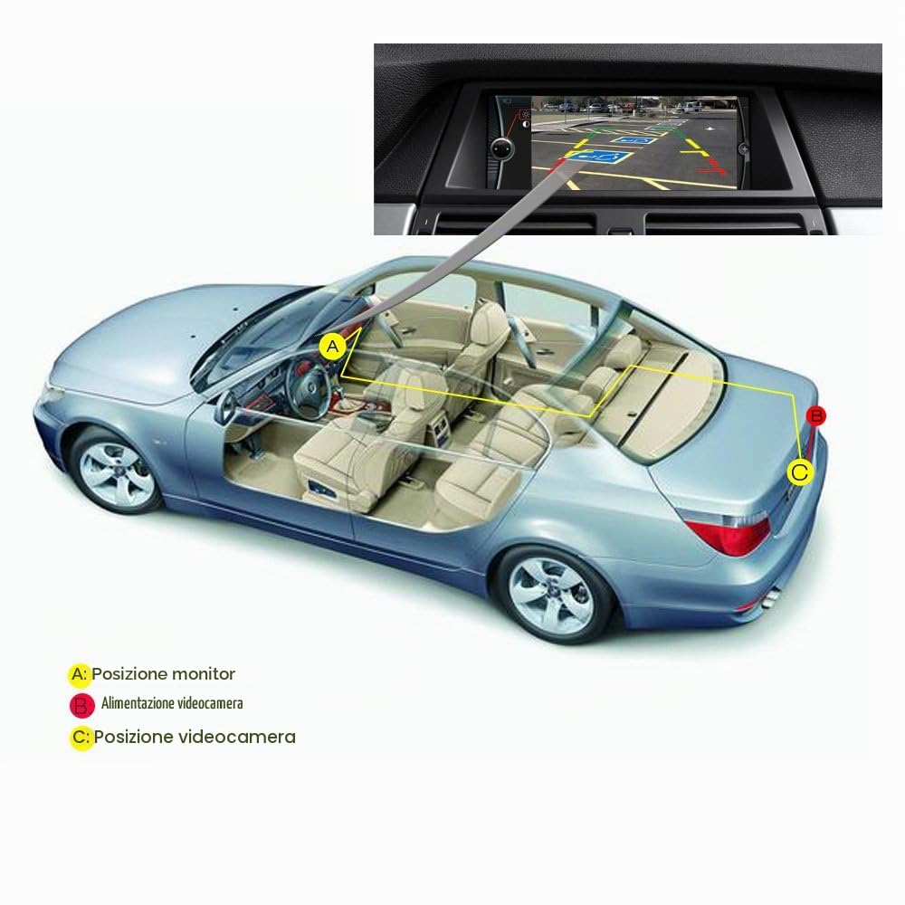 LIEBMAYA 170 gradi Bagagliaio Maniglia fotografica di sostegno di retrovisione HD macchina fotografica di parcheggio della macchina fotografica per BMW E60 E61 E70 E71 E72 E82 E88 E84 E90 E91 E92 E93
