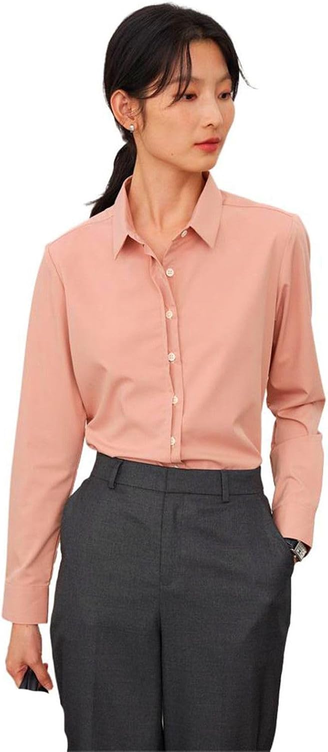 MAFSMJP Womens Boutton Down Shirt Long Sleeve Workwear Interview Commute Shirt for Lady