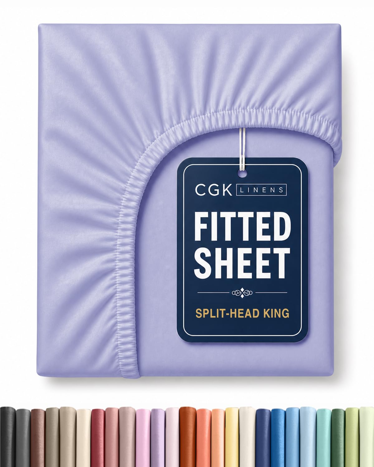 Flex Top King Fitted Bed Sheet - Split Head Single Fitted Sheet - Lavender