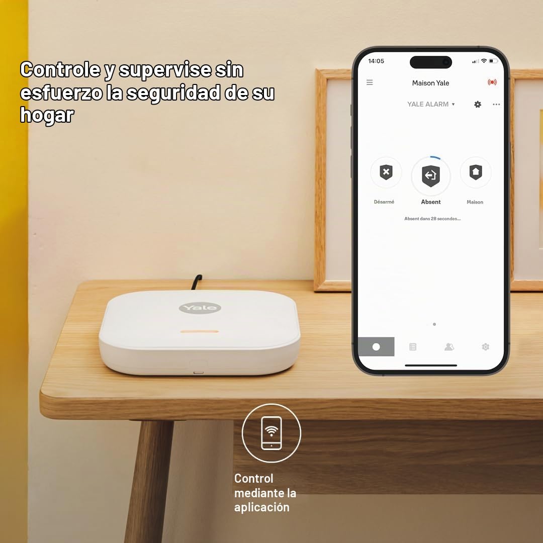 Yale - Kit de Inicio de Alarma Inteligente - | 5 Piezas | Armar, Armar parcialmente, Desarmar | Controlar 4 áreas de Seguridad | Alarmas en Tiempo Real