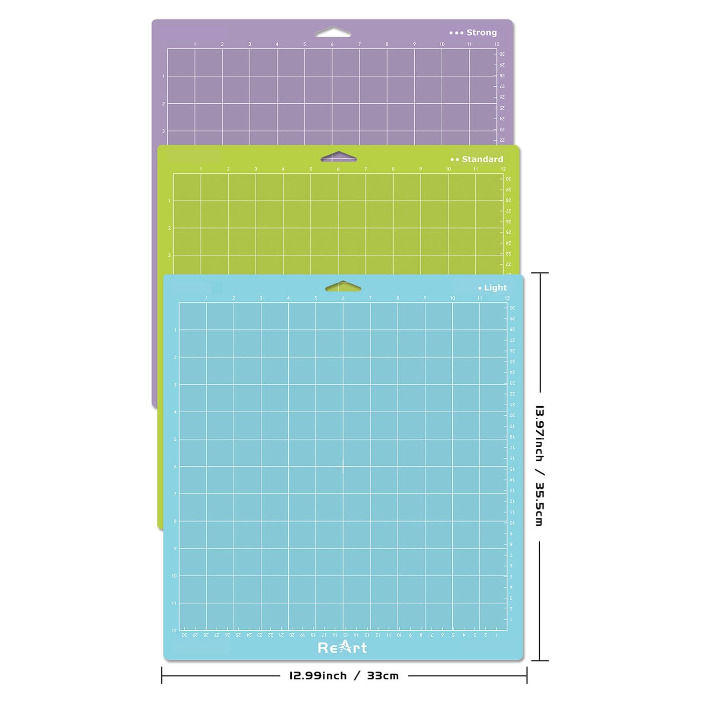 Estera de corte ReArt Variedad para Cricut 12 x 12 – Paquete de 3 Stronggrip, StandardGrip, Lightgrip Adhesivo Corte Mat Reemplazo Trabajo con Cricut Explore One/Air/Air 2/Maker