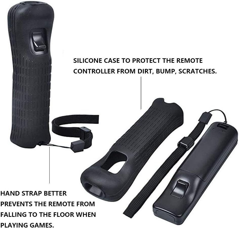 2in1 Built in Motion Plus Remote and Nunchuck Controller for Wii Wii U Games (Black)