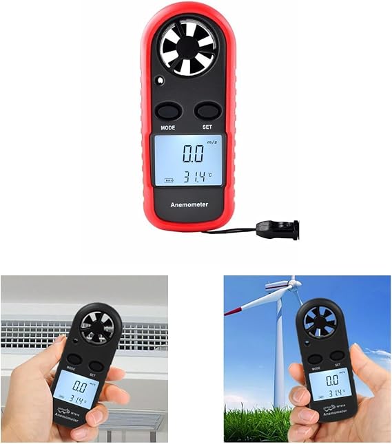 Digital Anemometer Portable Handheld Wind Meter with Temperature Sensor, 0-30m/s Range for Home, Surfing, Sailing, Fishing and Outdoor Weather Monitoring