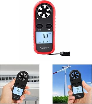 Digital Anemometer Portable Handheld Wind Meter with Temperature Sensor, 0-30m/s Range for Home, Surfing, Sailing, Fishing and Outdoor Weather Monitoring