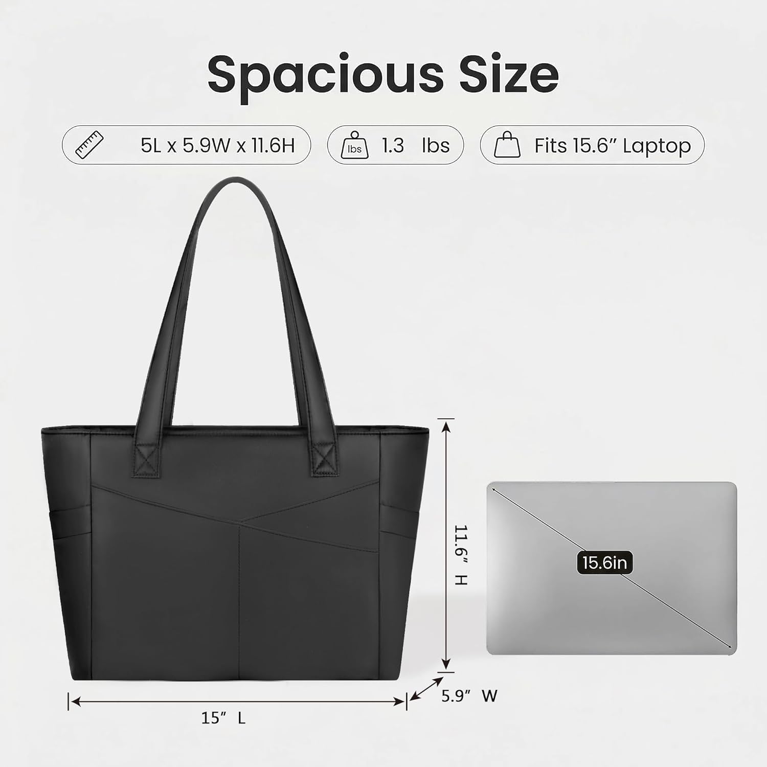 Tote Bag with Zipper, Work Tote Bags for Women with 15.6 In Laptop Compartment, Handbag with Cup Holder for Work, Travel
