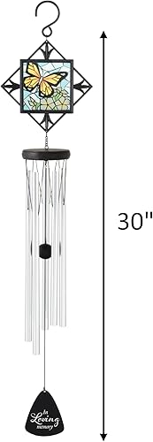 Miniatura 5 de Carson Carillón de viento conmemorativo de vitrales de 30 pulgadas, regalo de condolencias para funeral, pérdida de un ser querido, campanilla de