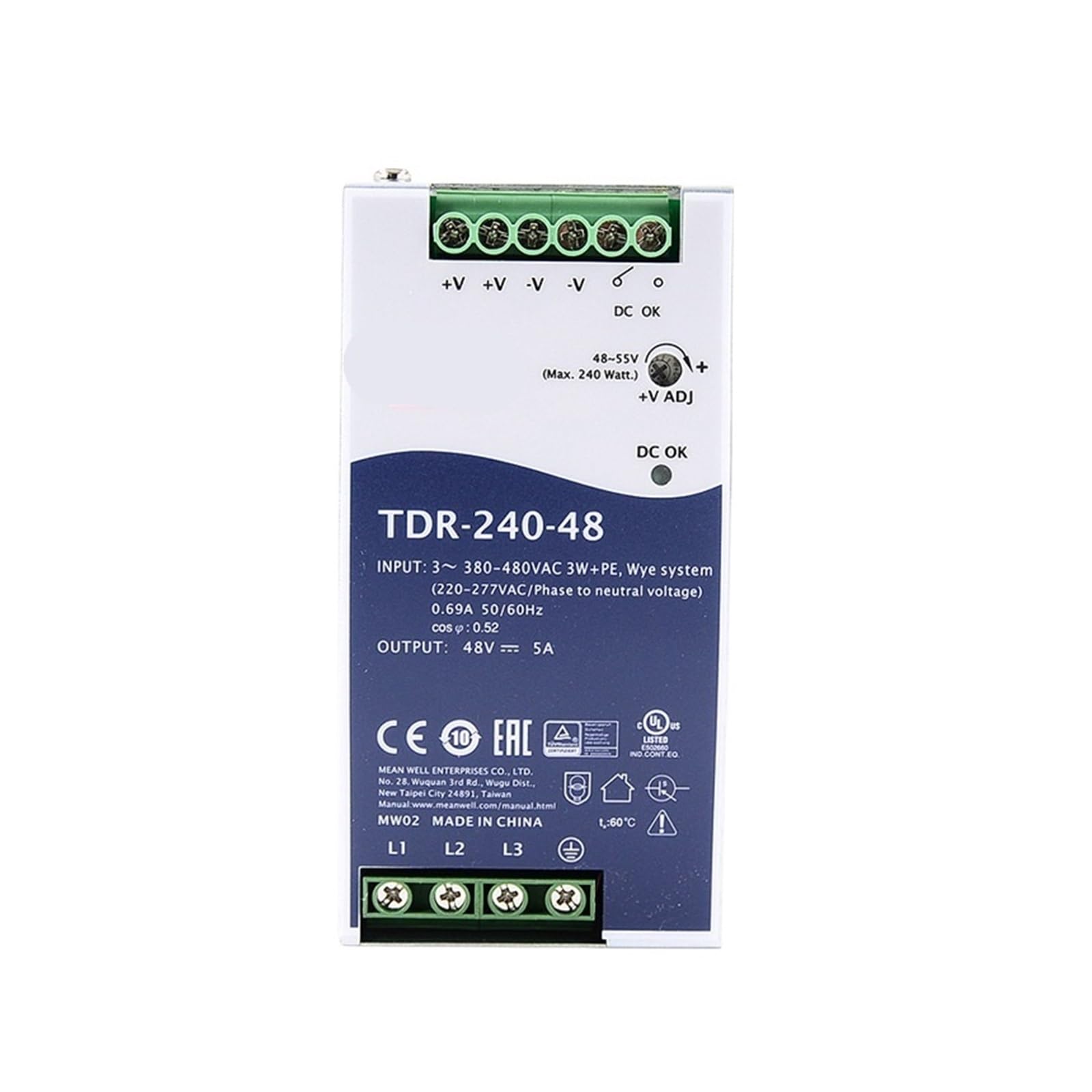 Alimentation triphasée TDR-240-24 pour armoire électrique industrielle 24V 10A