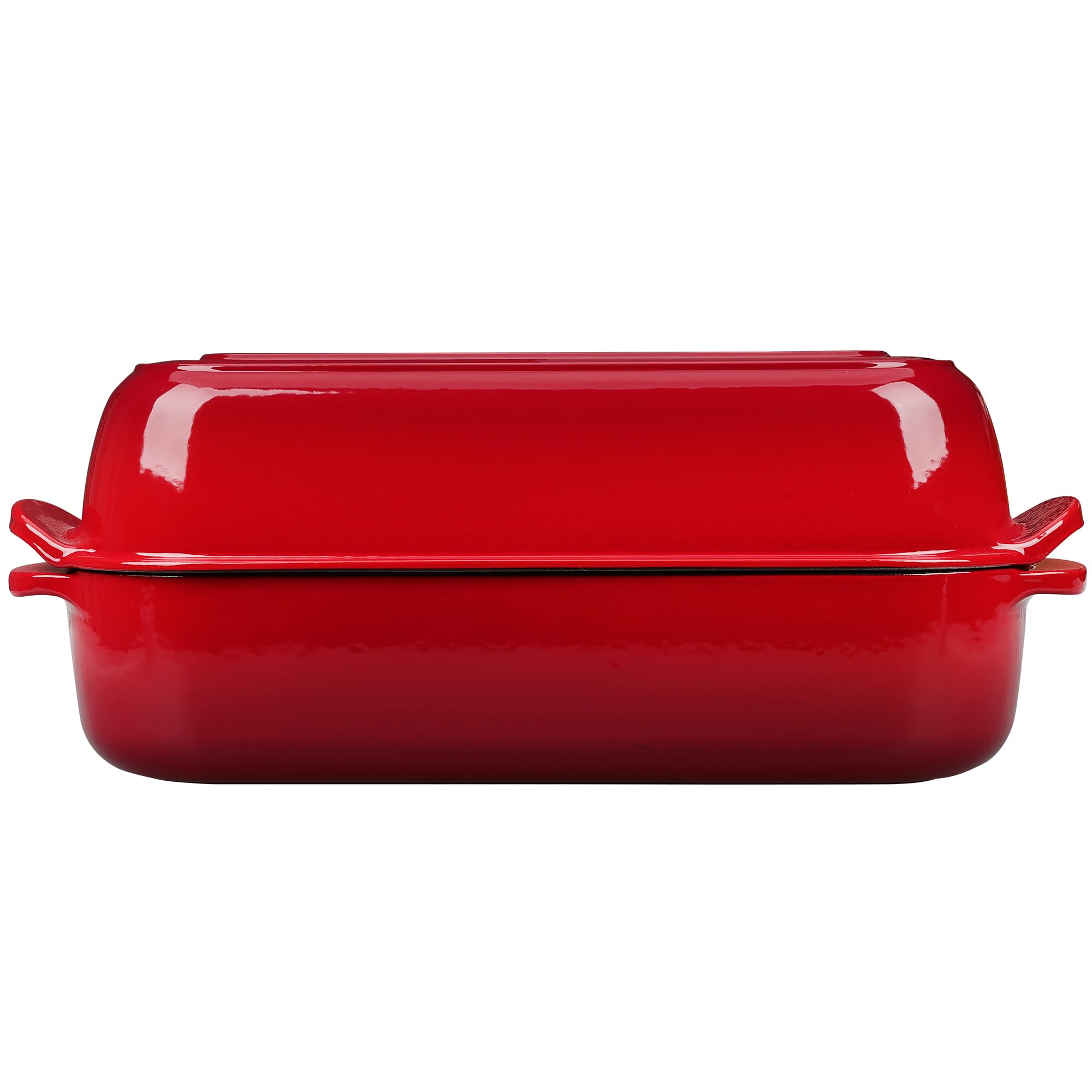 EDGING CASTING Kastenform aus emailliertem Gusseisen mit Deckel, Dutch Oven für hausgemachtes Brotbacken, 31,8 x 14 cm, 5 l, Rot